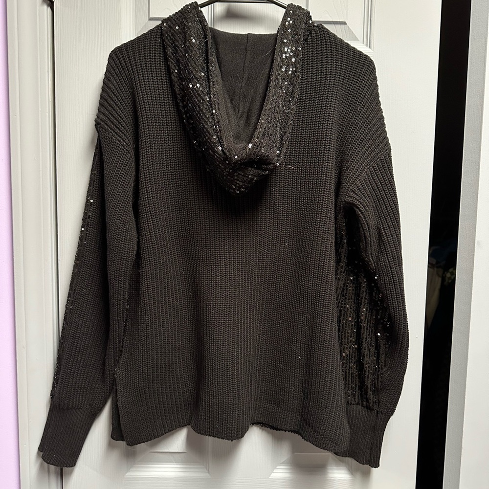 Sequin Black Sweater Cardigan - Picture 3 of 3